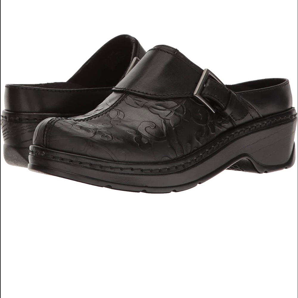 Klogs USA Womens Austin Clog sz 9 1/2 wide black flower tool
